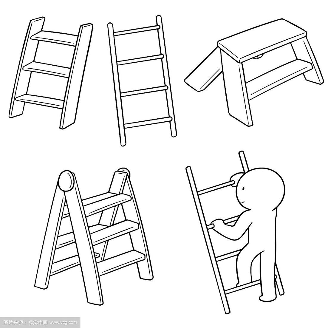 儿童绘画梯子图片大全,儿童画梯田素描简单图片
